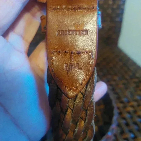 Vintage caramel leather braided, woven boho belt Size M/L - Picture 4 of 9